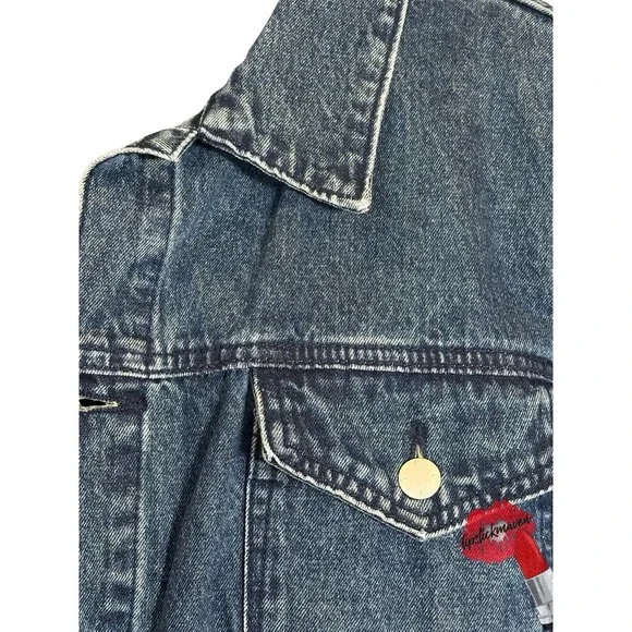 Wesc Denim Trucker‎ Jacket Unisex Mens XL Womens XXL Blue Jean THRILLS Graphic - Picture 3 of 16